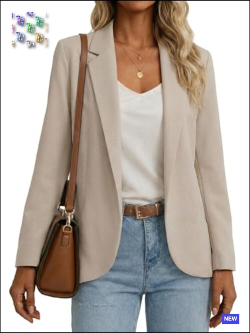 Lightweight Casual Blazer Open Front Loose Fit Work Suit Jacket with Pockets - Picture 3 of 7